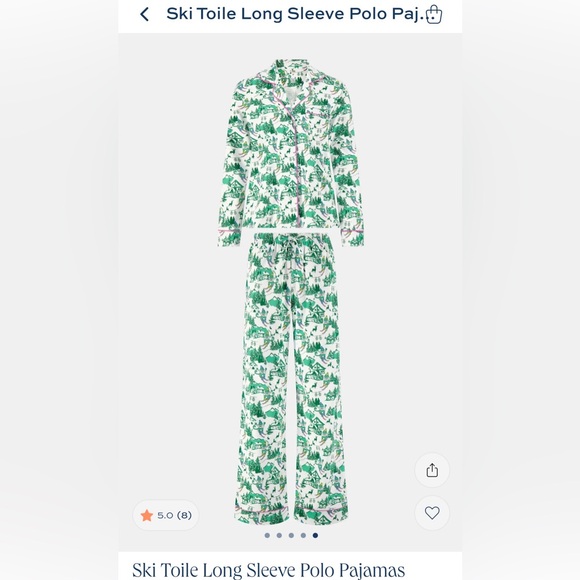 Roller Rabbit Ski Toile Long Sleeve Polo Pajamas set - Picture 6 of 8